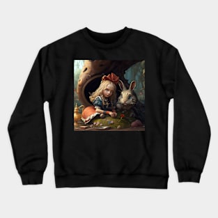 Alice in Wonderland. "Tea Party with the Mad Hatter and the Cheshire Cat" Crewneck Sweatshirt